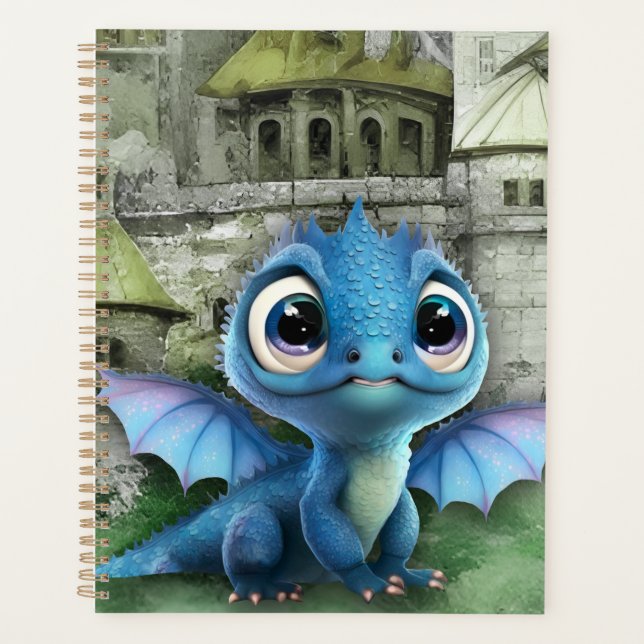 Baby Blue Dragon And Fantasy Mediaeval Castle Planner (Front)