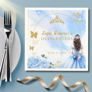Baby Blue Dress Princess Quinceañera Party Napkin