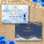 Baby Blue Dress Tiara Princess Quinceañera  Save The Date<br><div class="desc">Announce your Quinceañera in regal style with our Baby Blue Dress Tiara Princess Quinceañera Save the Date. This enchanting design,  featuring delicate blue tones and sparkling accents,  sets the perfect tone for your celebration.</div>