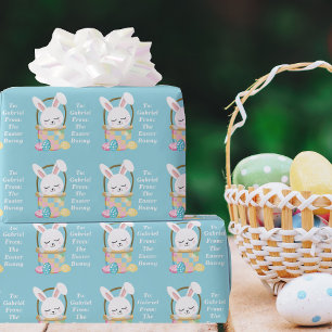 Baby Blue Easter Bunny Cute Custom Children's Wrapping Paper