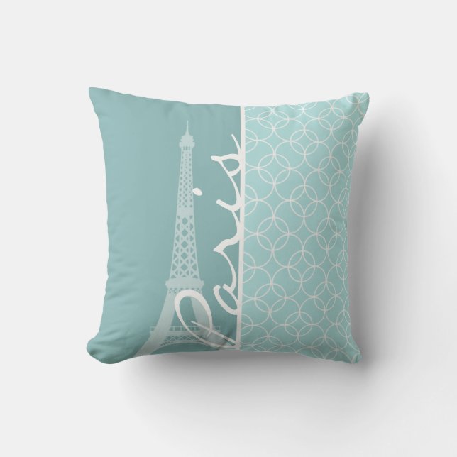 Baby Blue Eiffel Tower; Paris Cushion (Front)
