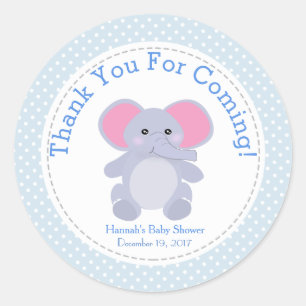 Baby Blue Elephant Baby Shower Party Thank You Classic Round Sticker
