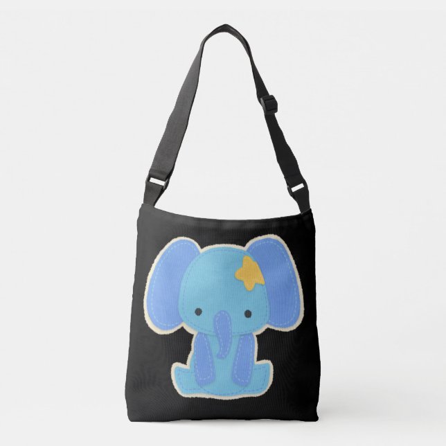 Baby Blue Elephant Boy Crossbody Bag (Front)