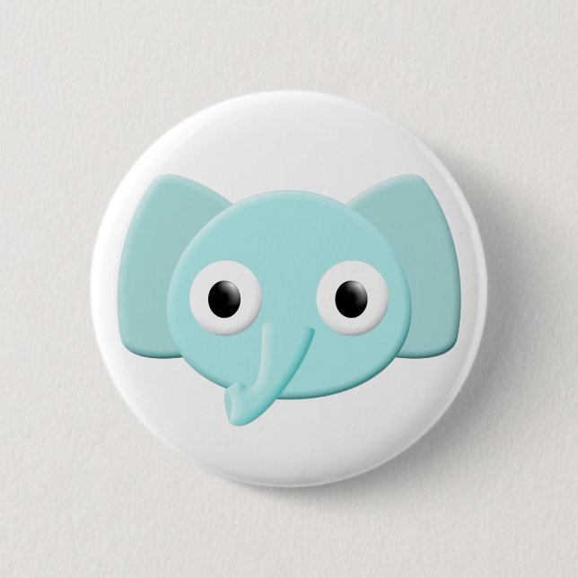 Baby Blue Elephant Drawing 6 Cm Round Badge (Front)