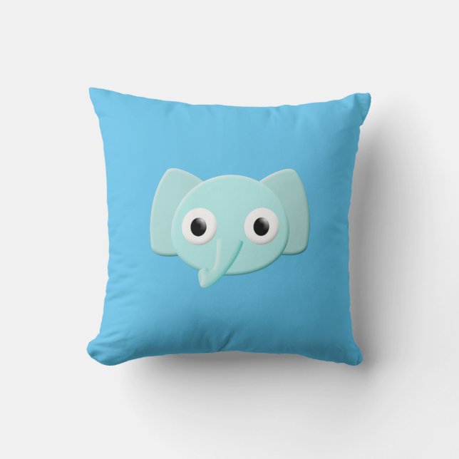 Baby Blue Elephant Drawing  Cushion (Front)