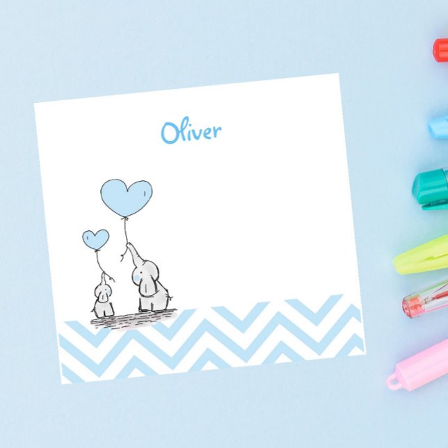 Baby Blue Elephant Personalised Baby Boy Post-it Notes (Creator Uploaded)