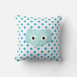 Baby Blue Elephant Polka Dots Cushion