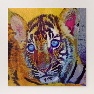 Baby Blue Eyes Tiger Cub Jigsaw Puzzle