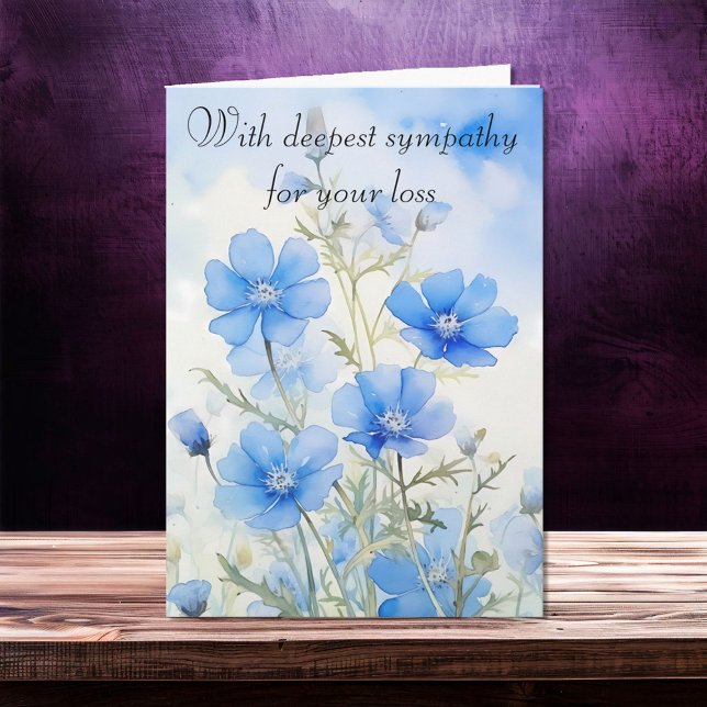 Baby Blue Eyes Watercolor Deepest Sympathy Card (Creator Uploaded)