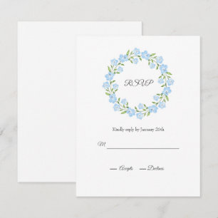 Baby Blue Eyes Watercolor Floral Wreath RSVP Card