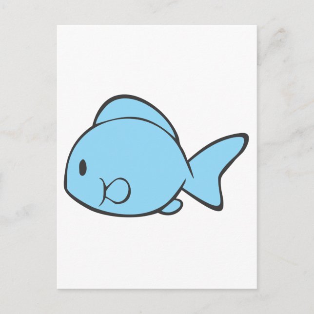 Baby Blue Fish Swimming Postcard (Front)