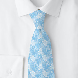 Baby Blue Floral Batik Tie