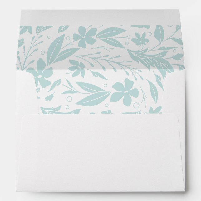 Baby Blue Floral Liner with Return Address Envelope (Back (Bottom))