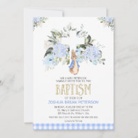 Baby Blue Floral Plaid Peter Rabbit Baptism