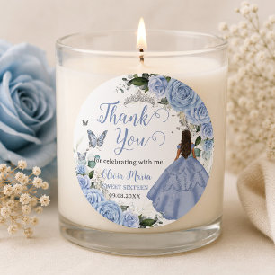 Baby Blue Floral Princess Quinceañera 15 Sweet 16 Classic Round Sticker