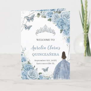 Baby Blue Floral Quinceanera Princess Butterflies  Program