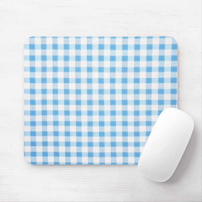 Baby Blue Gingham Mouse Pad (With Mouse)
