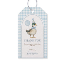 Baby Blue Gingham One Lucky Duck Balloon Birthday