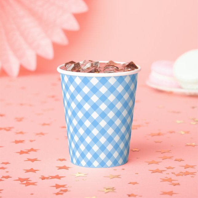 Baby Blue Gingham Paper Cups (Insitu)