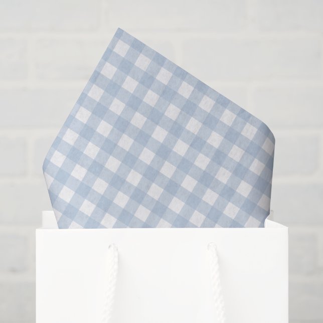 Baby Blue Gingham Pattern Tissue Paper (Gift Bag)