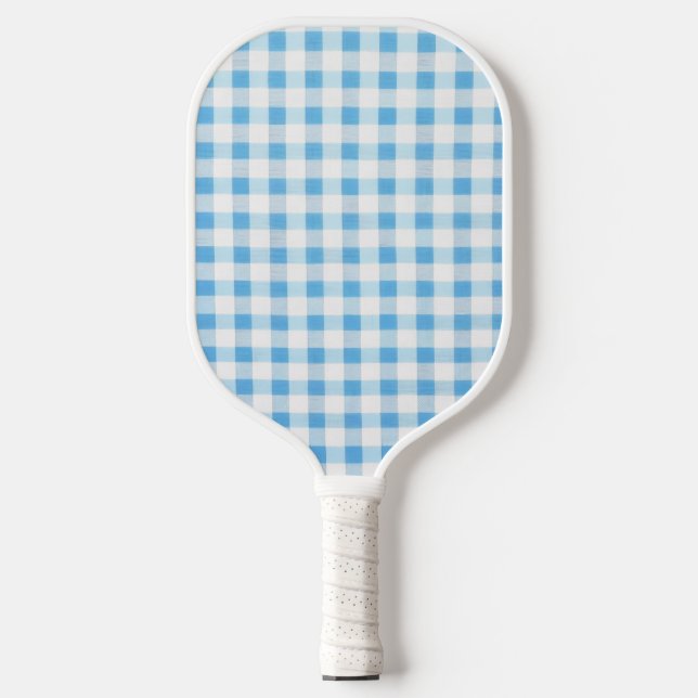 Baby Blue Gingham Pickleball Paddle (Front)