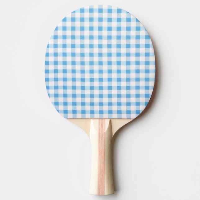 Baby Blue Gingham Ping Pong Paddle (Front)