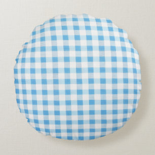 Baby Blue Gingham Round Cushion