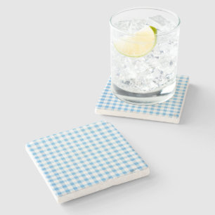Baby Blue Gingham Stone Coaster