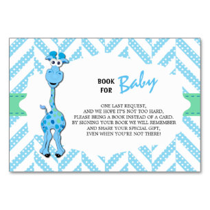 Baby Blue Giraffe Baby Boy Shower    Bring a Book Table Number
