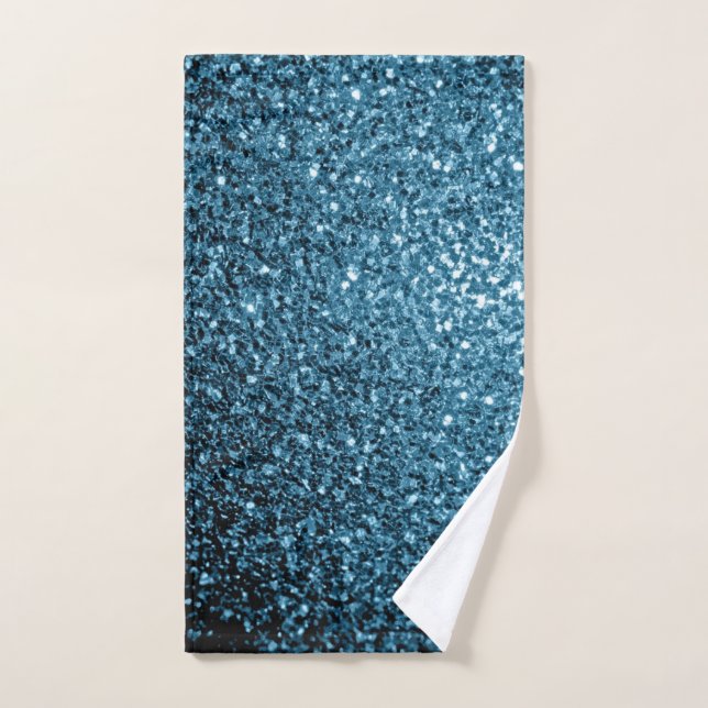 Baby blue glitter sparkles hand towel (Hand Towel)