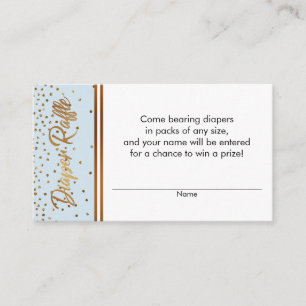 Baby Blue Gold Confetti Diaper Raffle Ticket Cards