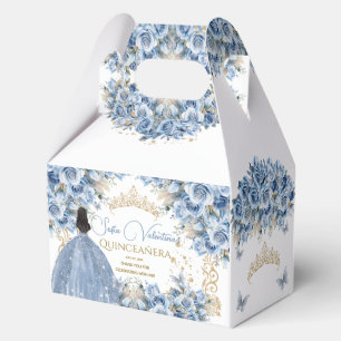 Baby Blue Gold Quinceanera Princess Butterfly Favour Box