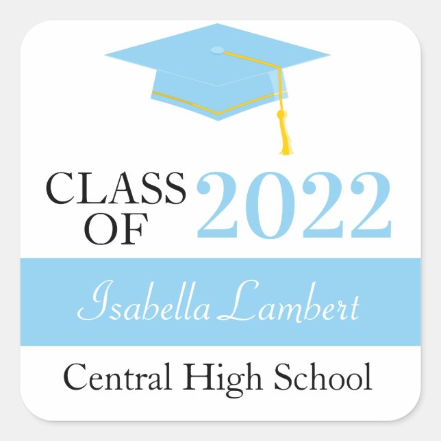 Baby Blue Graduation Party Favour Thank You Labels (Front)