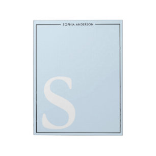 Baby Blue Graphic Monogram Personalised Name Notepad