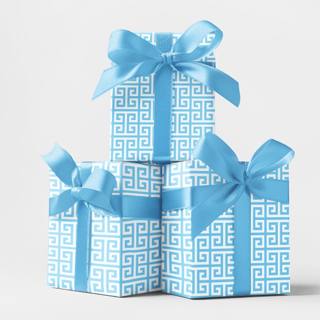 Baby Blue Greek Key Wrapping Paper Sheet (Baby Blue Greek Key Wrapping Paper Sheets)
