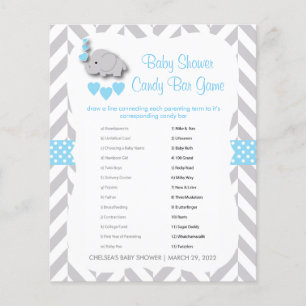 Baby Blue & Grey Elephant Baby Shower - Candy Bar Flyer