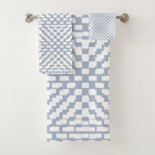 Baby Blue Grey Triangle Pattern Bath Towel Set