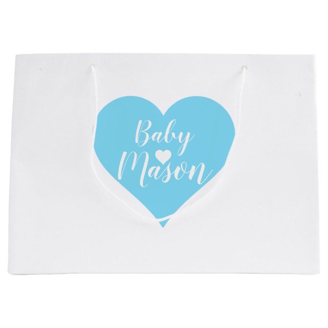 Baby Blue Heart Boy Gift Bag (Front)