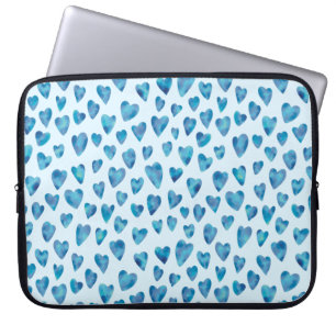 Baby blue heart watercolour laptop sleeve / case