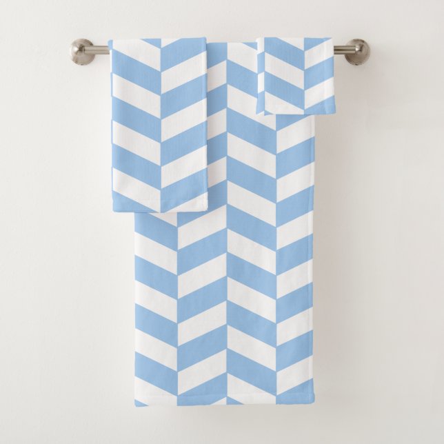 Baby Blue Herringbone Bath Towel Set (Insitu)