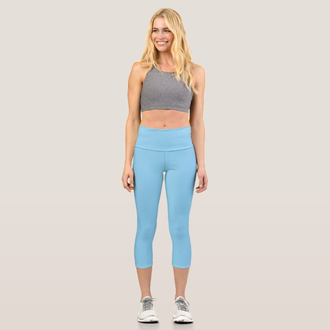 Baby Blue High Waisted Yoga Capris (Front)