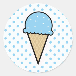 Baby Blue Ice Cream Cone Classic Round Sticker