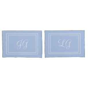 Baby blue initials pillowcase