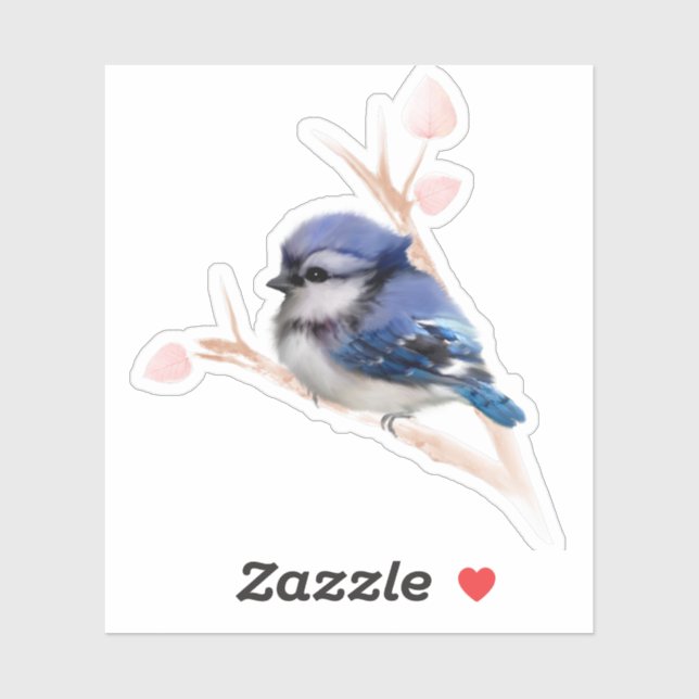 Baby Blue Jay Bird Custom-Cut Vinyl Sticker (Sheet)