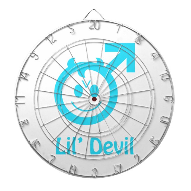 Baby Blue Lil Devil Male Symbol Dartboard (Front)