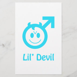 Baby Blue Lil Devil Male Symbol Stationery