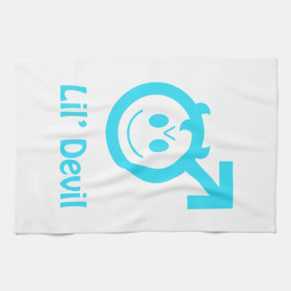 Baby Blue Lil Devil Male Symbol Tea Towel