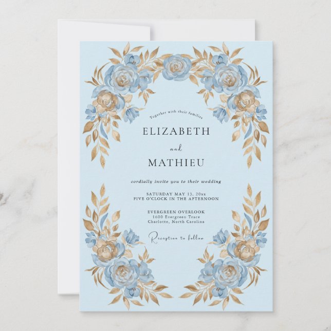 Baby Blue Magnificent Spring Wedding Invitation (Front)