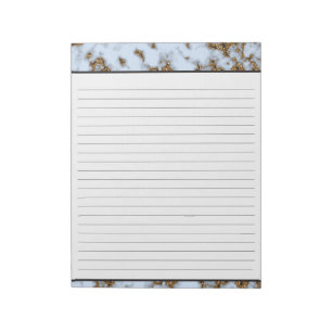 Baby Blue Marble with Gold Inlay Lined 8.5x11 Notepad