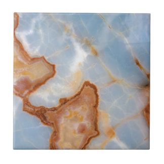 Baby Blue Marble with Rusty Veining Tile